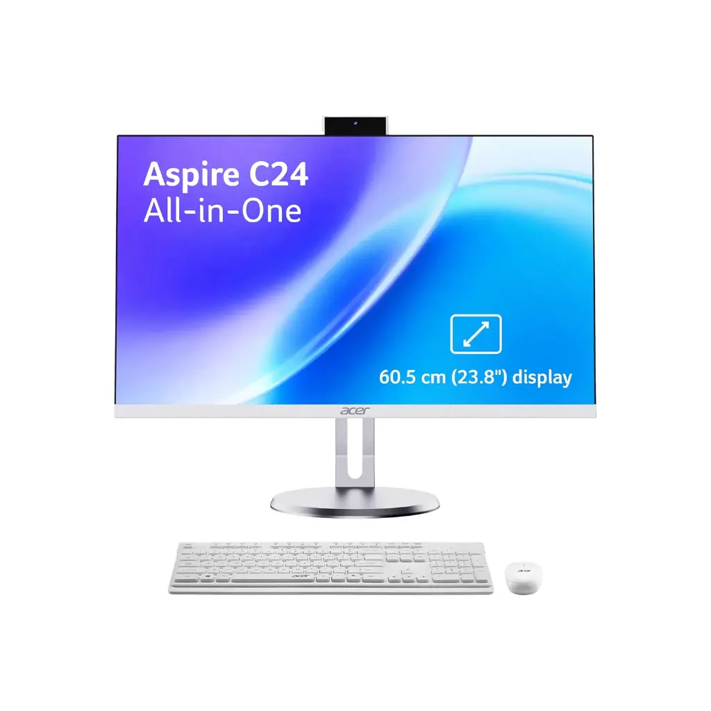Acer Aspire C24 24" Full HD IPS All-in-One Desktop – Intel Core i5-13420H, 16GB RAM, 512GB SSD, Windows 11 Home, Microsoft Office, Wireless Keyboard & Mouse