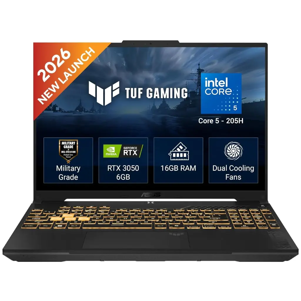 ASUS TUF F16 (2026) Intel Core 5 205H, RTX 3050 6GB, 16GB RAM, 512GB SSD, 16-inch FHD+ 144Hz Gaming Laptop